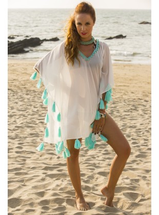  Cover up with sea green colour tassels