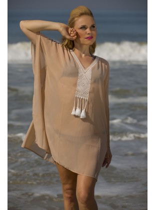 Dusty georgette kaftan with embroidery.
