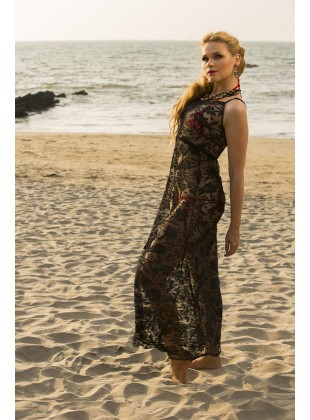 Black burnt out Maxi Dress