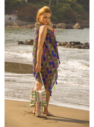 Blue Aztec Print Kimono