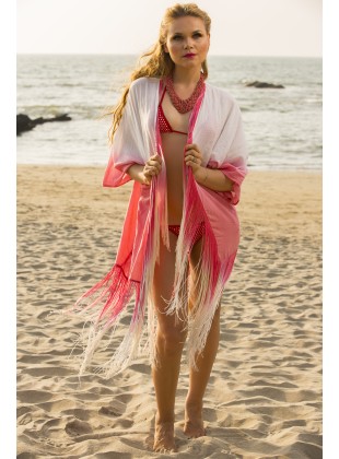 White&Fushia ombray Cover Up