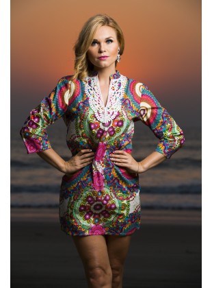 Big circle print cotton tunic