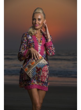Smudged print rayon tunic