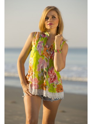Pin-tuck cotton top