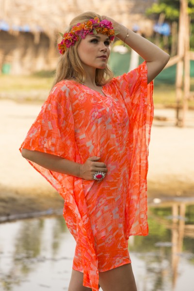 Neon chiffon kaftan