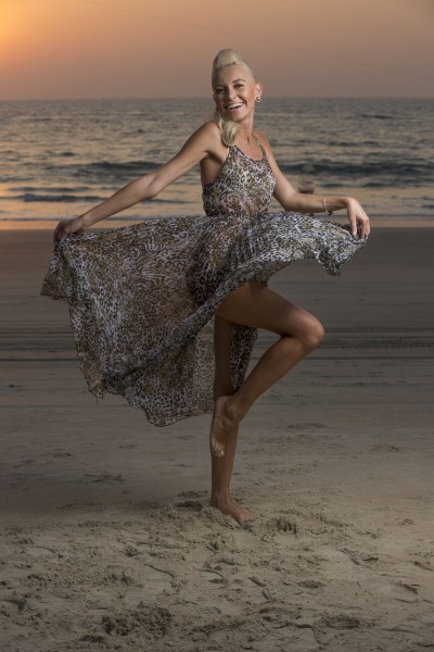 Poly chiffon pleated long dress