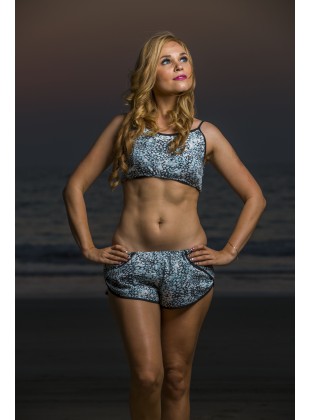 Poly crape crop top and shorts