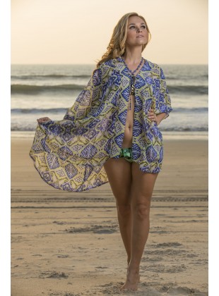 Printed chiffon ikat kaftan