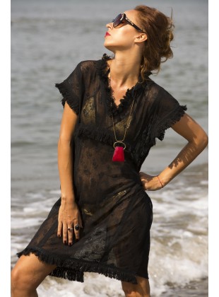 Black cotton net dress