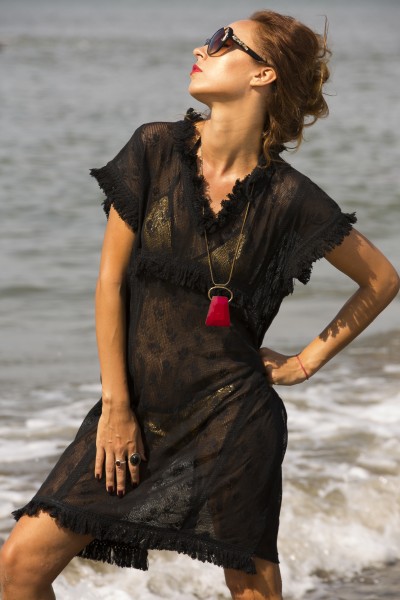 Black cotton net dress