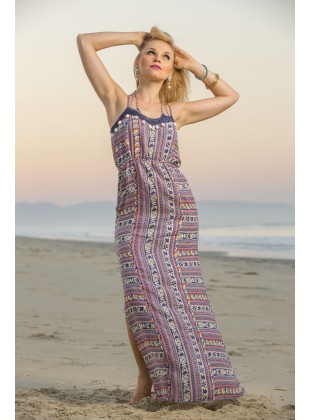 Rayon dress with shells on front