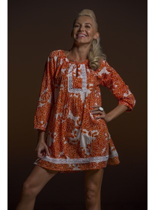 Rose print tunic orange