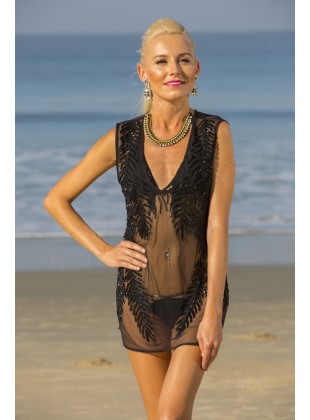 Black net beaded top