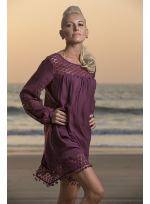 Wine rayon crape dress