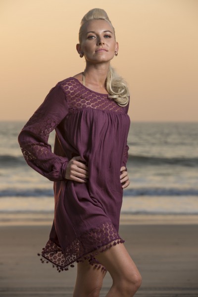 Wine rayon crape dress