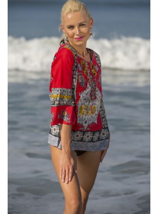 Red print funky people style