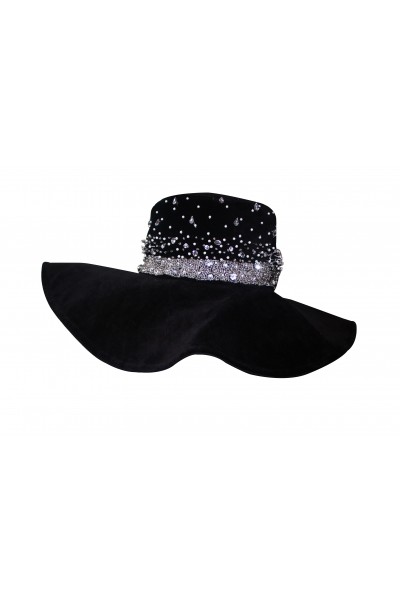 Embellished suede hat
